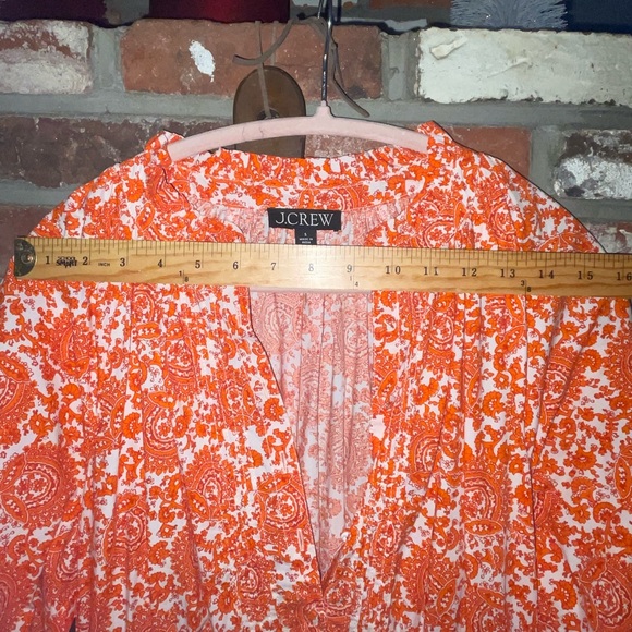 J.CREW RUFFLE Collar Orange Mini Dress, cotton poplin floral boutique. Small - Picture 10 of 10